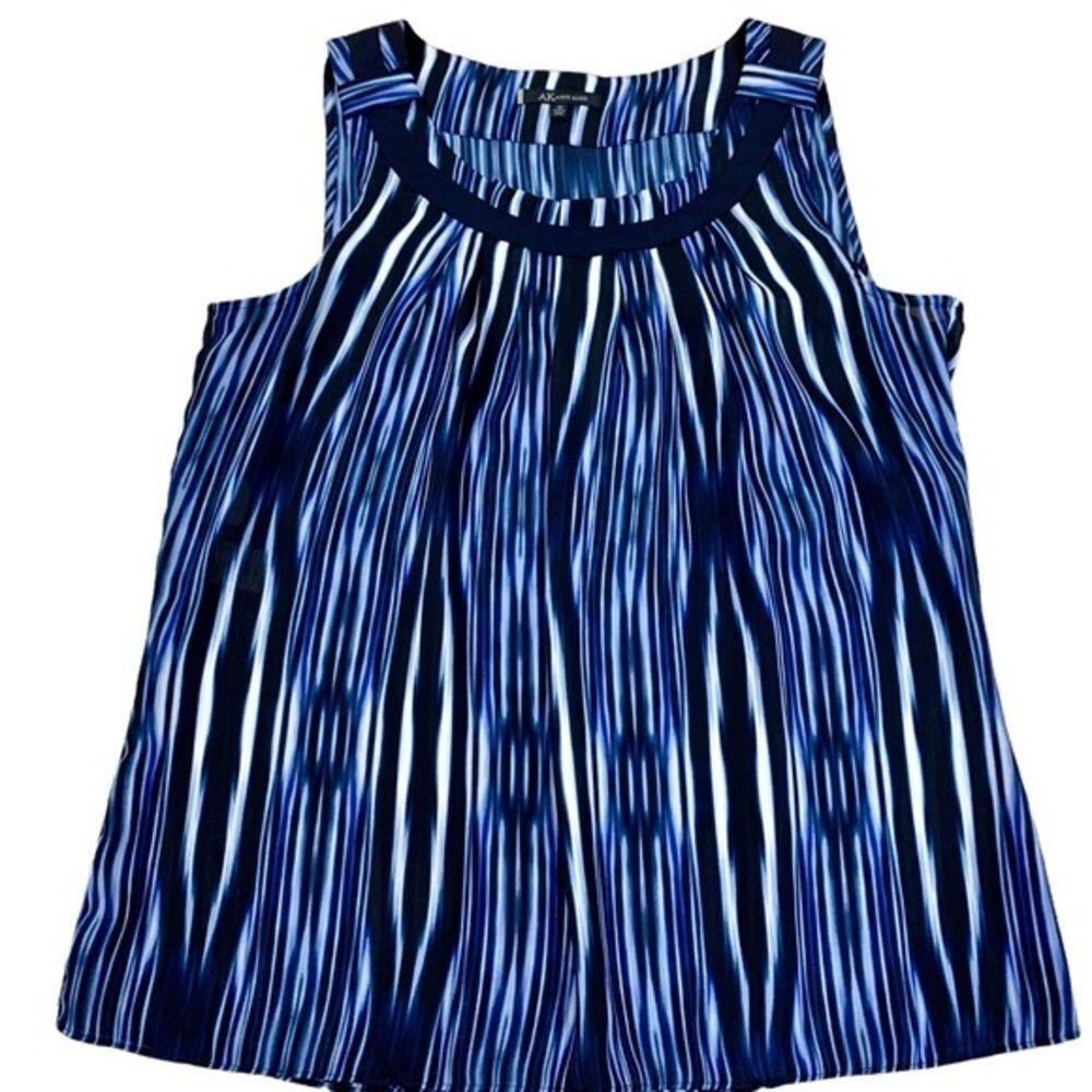 NWT Anne Klein Blue &‎ Black Striped Top M
